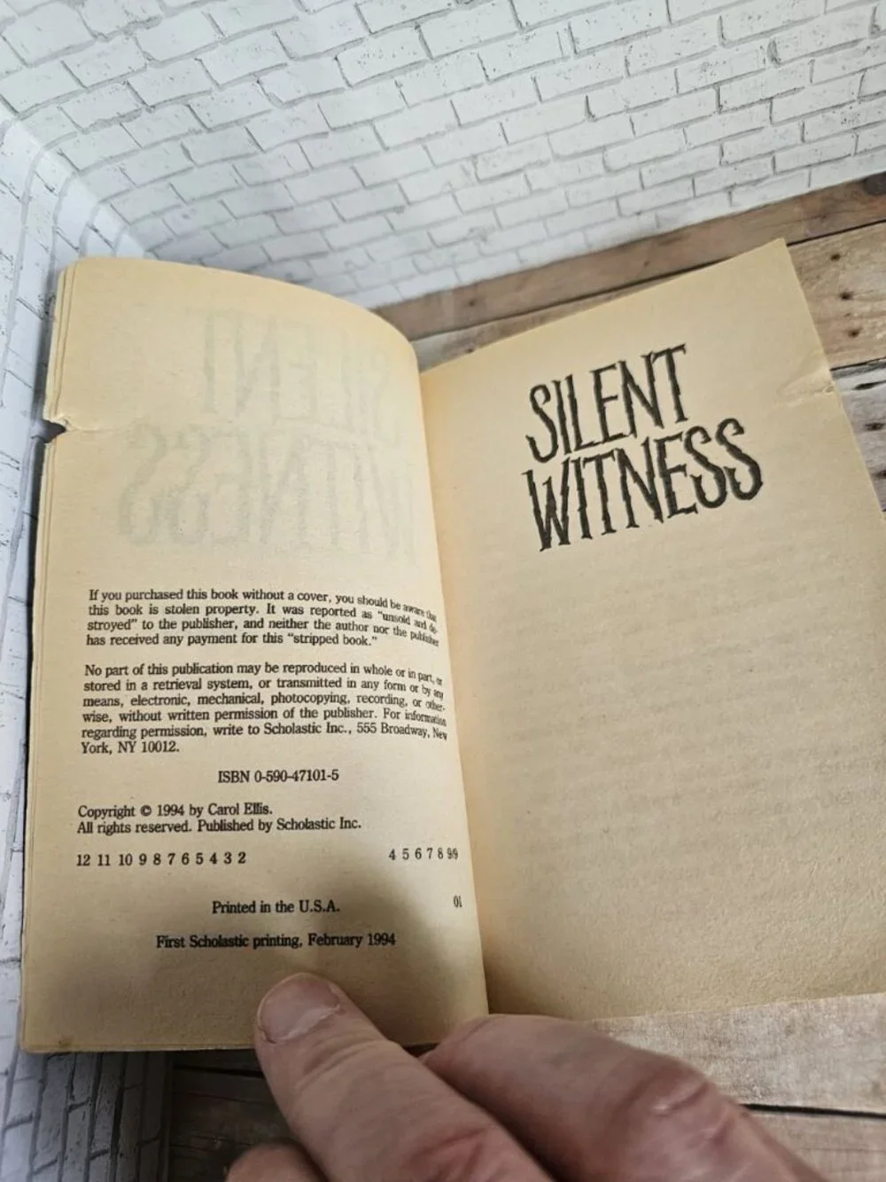 1994 Silent Witness Carol Ellis Scholastic First Printing YA Horror Thriller